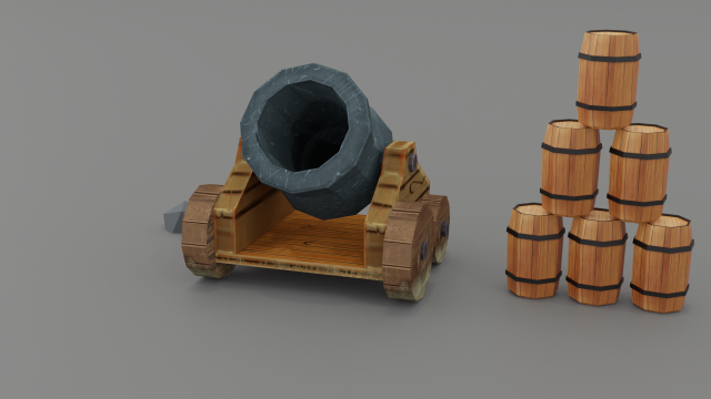 cannon low-poly Modelo 3D .c4d .max .obj .3ds .fbx .stl .blend 