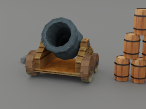 cannon low-poly Modelo 3D