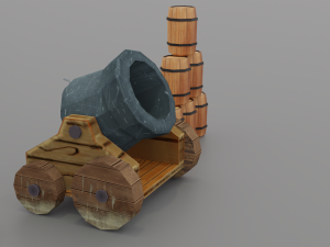 cannon low-poly Modelo 3D