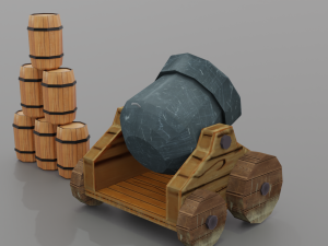 cannon low-poly Modelo 3D