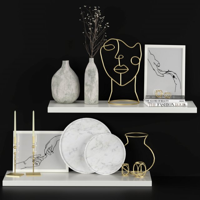 decorative set 3D 模型 .c4d .max .obj .3ds .fbx .stl .blend 