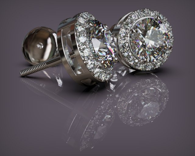earring jewel with diamonds 5 mm 3Dモデル .c4d .max .obj .3ds .fbx .stl .blend 