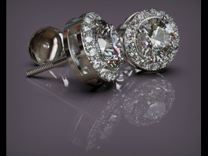 earring jewel with diamonds 5 mm 3D Model