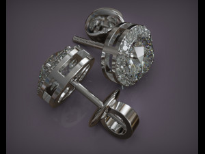earring jewel with diamonds 5 mm 3Dモデル