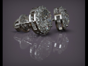 earring jewel with diamonds 5 mm 3Dモデル