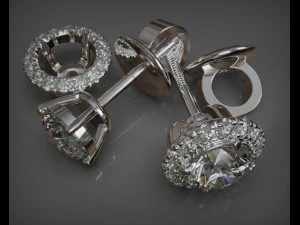 transformer earring jewel with diamonds 5 mm 3D Model