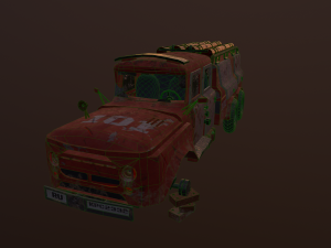 the ministry of emergency situations an abandoned fire truck Modèle 3D