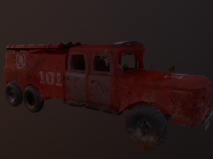 the ministry of emergency situations an abandoned fire truck Modèle 3D