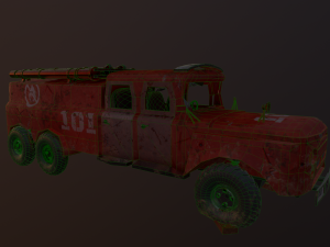 the ministry of emergency situations an abandoned fire truck Modèle 3D