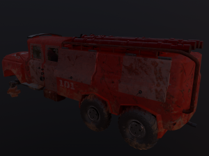 the ministry of emergency situations an abandoned fire truck Modèle 3D
