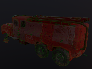 the ministry of emergency situations an abandoned fire truck Modèle 3D