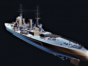 एचएमएस प्रिंस ऑफ वेल्स युद्धपोत 3D मॉडल