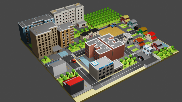 mini city low poly 3D Модель .c4d .max .obj .3ds .fbx .stl .blend 