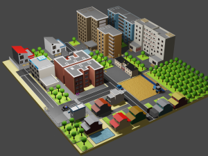 mini city low poly 3D Модель