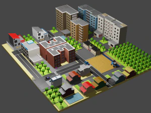 mini city low poly 3D Model