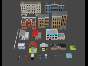 mini city low poly 3D Model