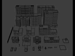 mini city low poly 3D Model