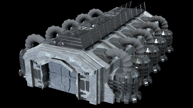 sci fi building 3D Model .c4d .max .obj .3ds .fbx .stl .blend 