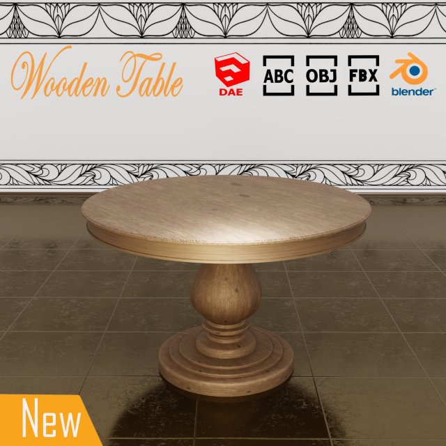 table wood Modello 3D .c4d .max .obj .3ds .fbx .stl .blend 