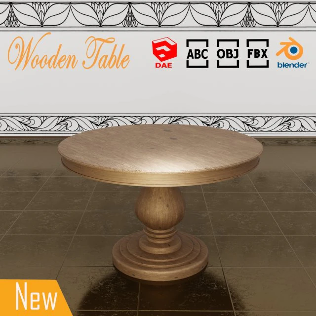 테이블 나무 3D 모델 .c4d .max .obj .3ds .fbx .stl .blend 