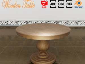 стол из дерева 3D Модель