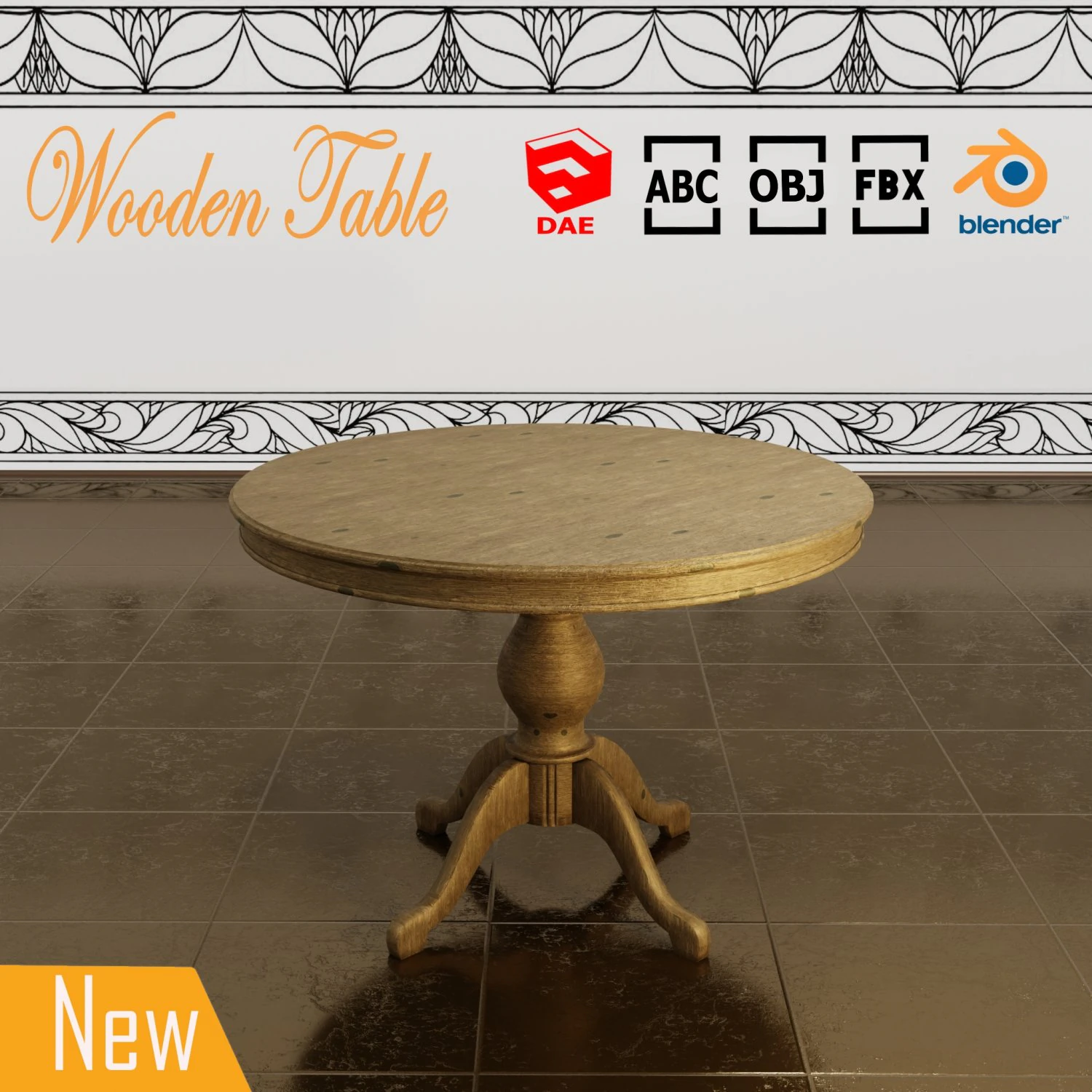 table wood 3D Model .c4d .max .obj .3ds .fbx .stl .blend 