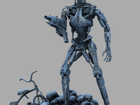 Terminator T-800 Endosquelette Rekvizit T2 V2 Modèles 3D en vedette