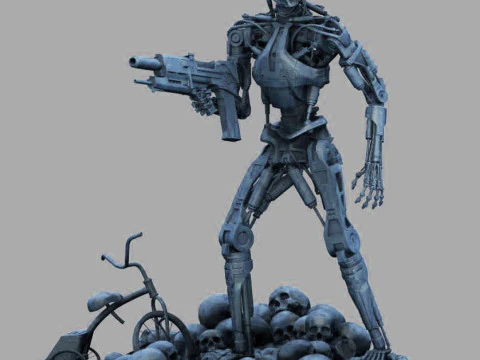 Термінатор T-800 Endoskeleton Rekvizit T2 V2 High Detal 3D Принт Модель