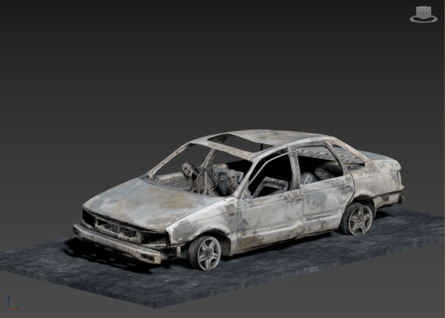 Burnt Down Car N1 Terminator 2 Judgment Day 3D Baskı Modeli .c4d .max .obj .3ds .fbx .stl .blend