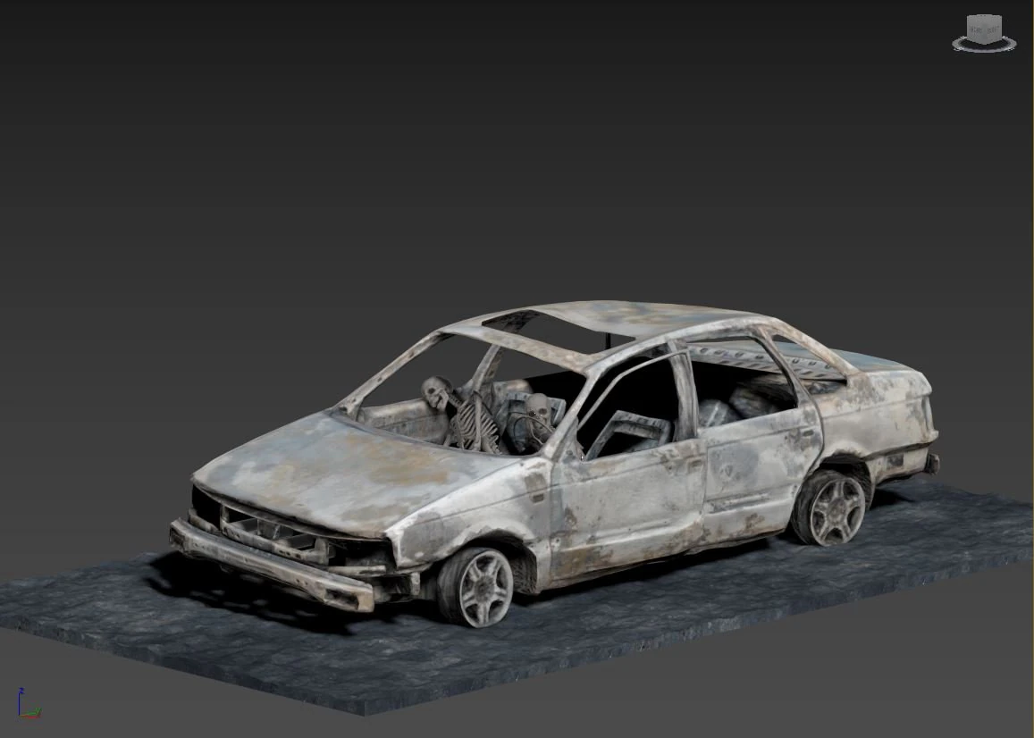 Burnt Down Car N1 Terminator 2 Judgment Day 3D Print Model .c4d .max .obj .3ds .fbx .stl .blend