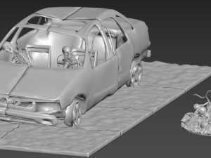 Burnt Down Car N1 Terminator 2 Judgment Day 3D Baskı Modeli