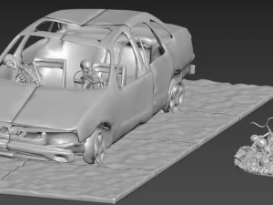 Burnt Down Car N1 Terminator 2 Judgment Day 3D Print Model