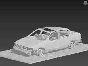 Burnt Down Car N1 Terminator 2 Judgment Day 3D Print Model