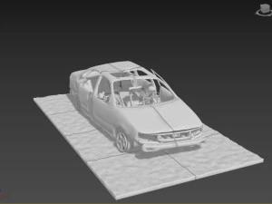Burnt Down Car N1 Terminator 2 Judgment Day 3D Print Model