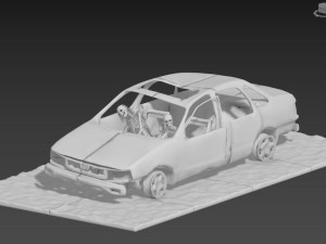 Burnt Down Car N1 Terminator 2 Judgment Day 3D Baskı Modeli