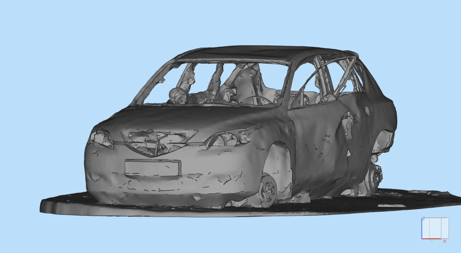 Burnt Down Car N2 Terminator 2 Judgment 3D Print Model .c4d .max .obj .3ds .fbx .stl .blend