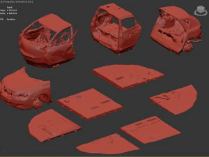 Burnt Down Car N2 Terminator 2 Judgment 3D Print Model