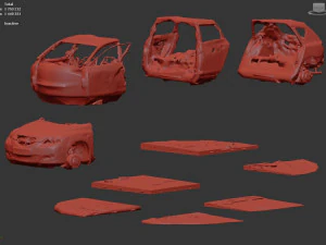 Burnt Down Car N2 Terminator 2 Judgment 3D Print Model