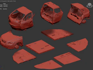Burnt Down Car N2 Terminator 2 Judgment 3D Print Model