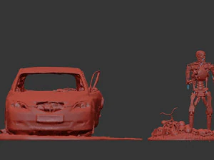 Burnt Down Car N2 Terminator 2 Judgment 3D Print Model