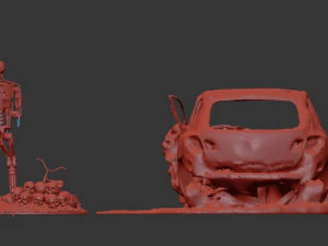 Burnt Down Car N2 Terminator 2 Judgment 3D Print Model
