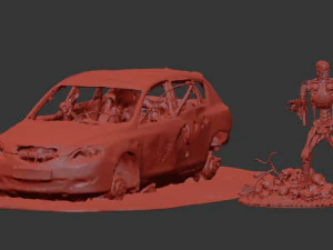 Burnt Down Car N2 Terminator 2 Judgment 3D Print Model