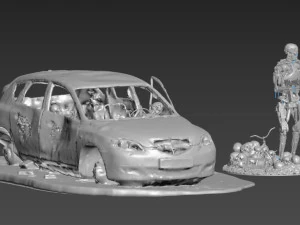 Burnt Down Car N2 Terminator 2 Judgment 3D Print Model