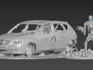 Burnt Down Car N2 Terminator 2 Judgment 3D Print Model