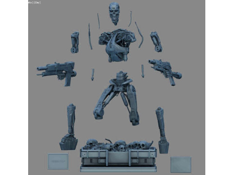 Terminator T-800 Endoskeleton High Detal Model Cetak 3D