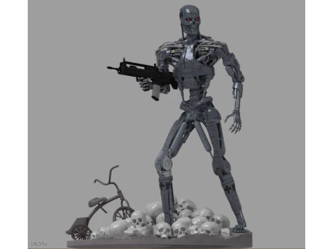 Terminator T-800 Endo Salvation Diorama T2 Improved Version 3D Принт Модель