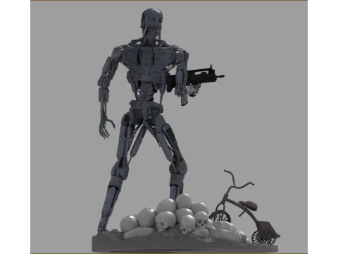 Terminator T-800 Endo Salvation Diorama T2 Improved Version 3D Принт Модель