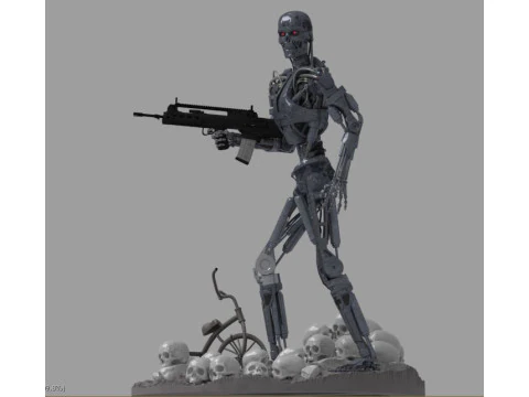 Terminator T-800 Endo Salvation Diorama T2 Improved Version 3D Принт Модель
