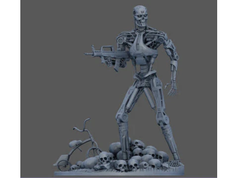 Terminator T-800 Endo Salvation Diorama T2 Improved Version 3D Принт Модель