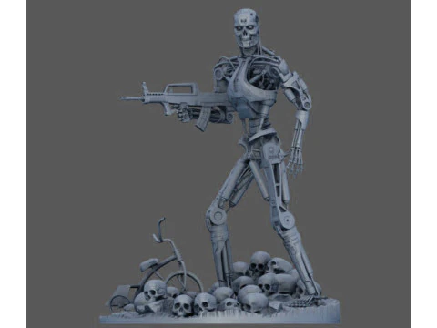 Terminator T-800 Endo Salvation Diorama T2 Improved Version 3D Принт Модель
